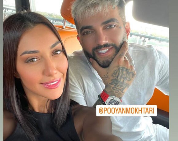 صدف طاهریان و پویان مختاری در استخر / عکس